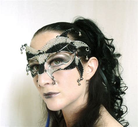 Black And Silver Jester Mask, Halloween, Handmade on Luulla