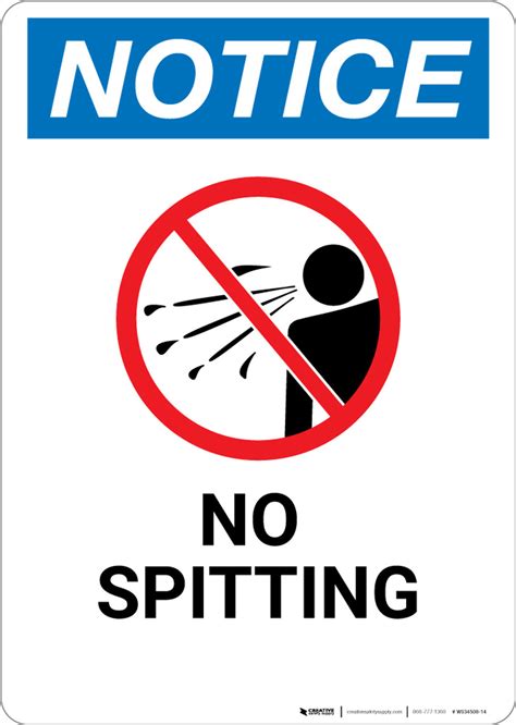 Notice: No Spitting with Icon - Wall Sign | Creative Safety Supply