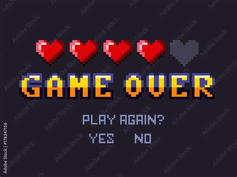 Vettoriale Stock game over Pixel art design isolated on white ...