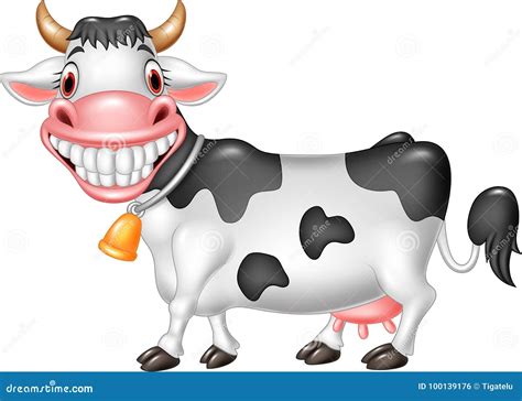 Cartoon Happy Cow Isolated on White Background Stock Vector ...