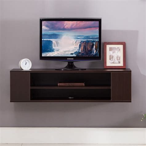 TV Stand Mecor Floating Shelves Wall Mount Media Console with 2 Tire ...