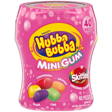 HUBBA BUBBA Mini Gum in Skittles Original Flavors, 40 CT Bottle | HUBBA ...