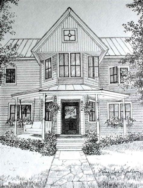 House Portrait Pencil Sketch Drawing | Dream house drawing, House ...