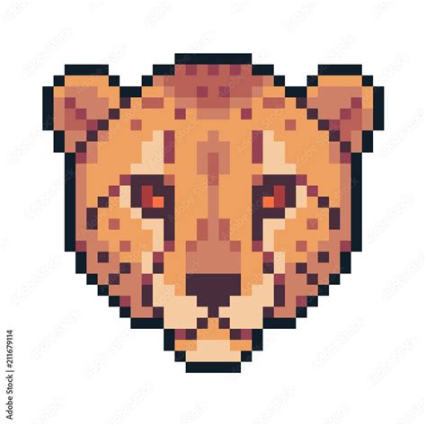 Pixel art vector cheetah isolated on white background. Stock Vector ...