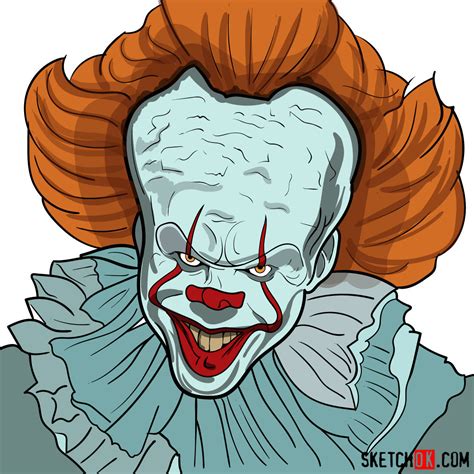 How to draw Pennywise the Dancing Clown step by step - SketchOk