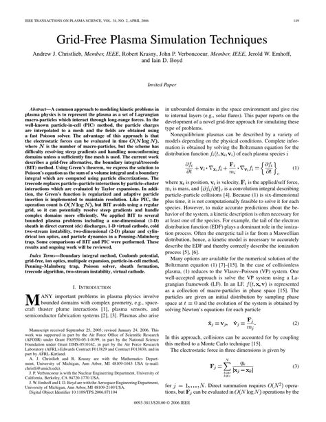 (PDF) Grid-free plasma Simulation techniques