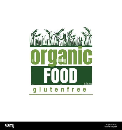 100% percent organic food logo design vector banner illustrations Stock ...