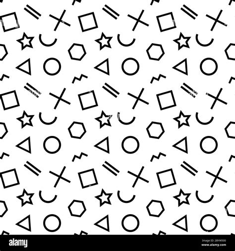 Stylish seamless pattern of simple black geometric shapes on white ...