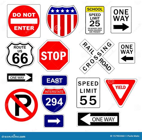 USA Road Traffic Signs Symbols Stock Vector - Illustration of route ...