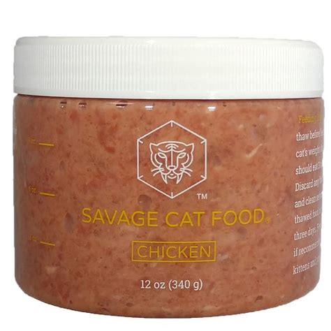 Savage Cat Food Raw Frozen Chicken Cat Food, 12-oz Tub > Pets Plus