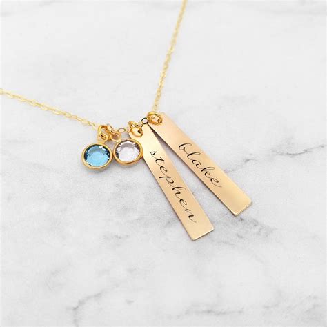 Personalized Mom Necklace- Kids Name Necklace With Birthstones ...