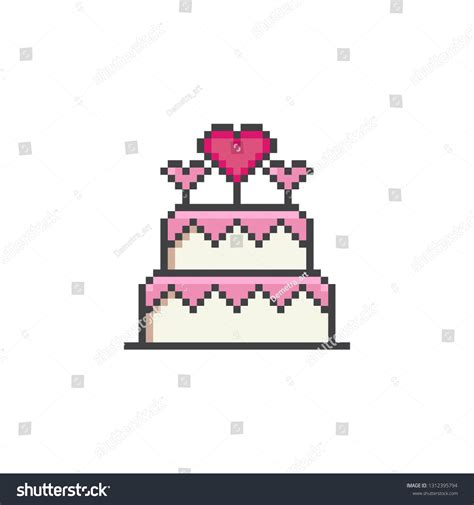 Pixel Art Cake Hearts Vector Icon Stock Vector (Royalty Free ...