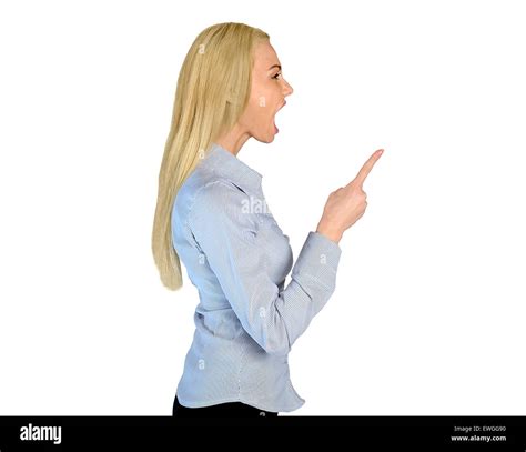 Isolated angry woman pointing finger Stock Photo - Alamy