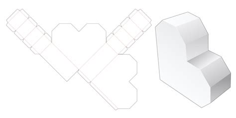 Premium Vector | Heart shaped box die cut template