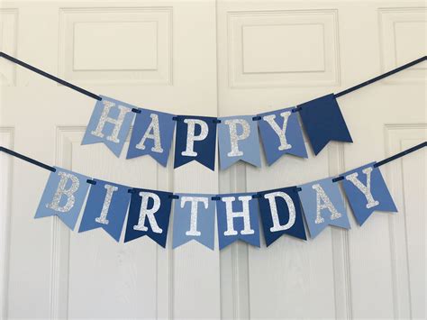 Blue Theme Happy Birthday Banner | Happy birthday banners, Birthday ...