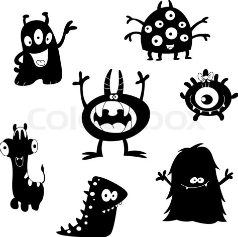 Cartoon lustige Monster Silhouetten | Stock-Vektor | Colourbox