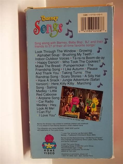 Barney- Songs (Used VHS catalog 2008) closed captioned - Preston's Used ...