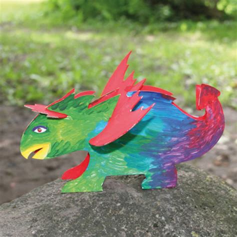 10 Cardboard Dragons Cardboard Animals Craft Kit Birthday Party Tinker ...