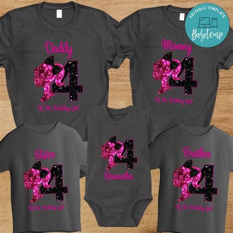 Barbie Birthday Family Matching Party Shirts | Bobotemp