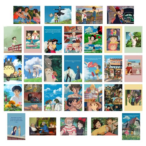 Buy Unquote Studio Ghibli Anime Wall Decor Art s - Set of 30 (10L x 15W ...