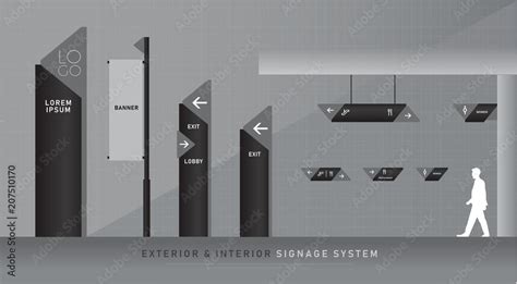 exterior and interior signage blue graphic. direction, pole, wall mount ...