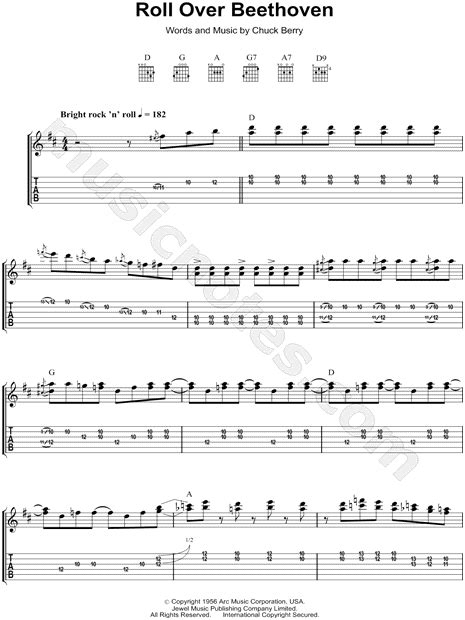 Chuck Berry "Roll Over Beethoven" Guitar Tab in D Major - Download ...