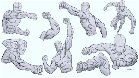 Drawing Punching Poses with Simplified Anatomy - YouTube