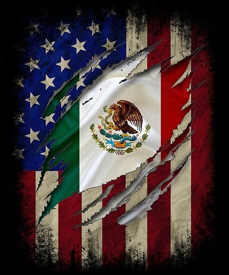 an american and mexican american flag poster