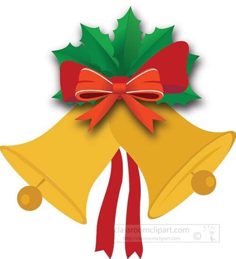 Christmas Clipart-gold christmas bells with two red ribbon clipart