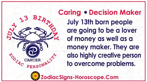 July 13 Zodiac (Cancer) Horoscope Birthday Personality and Lucky Things