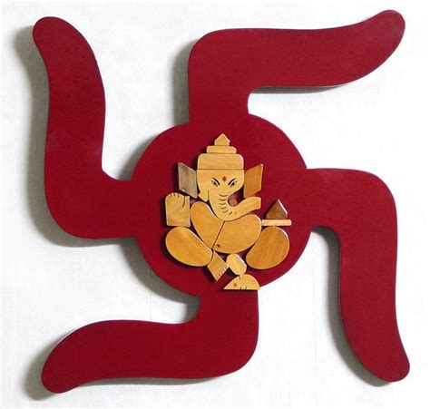 Lord Ganesha on Swastika (Auspicious Hindu Symbol) - Wall Hanging