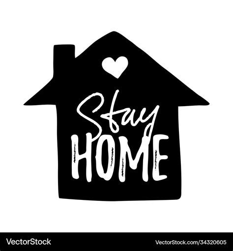 House and stay home lettering typography isolated Vector Image