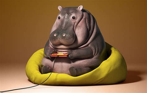 HD wallpaper: the game, art, children's, fun, Hippo, Guodong Zhao, Lazy ...