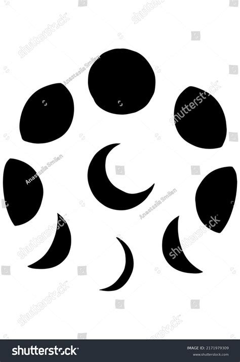 Moon Phases Lunar Magic Mystical Symbol Stock Illustration 2171979309 ...