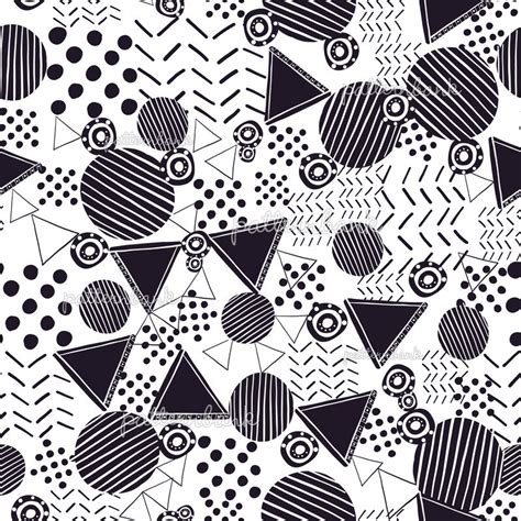 Black and White Geometric Shapes Pattern by Gülşen Günel Seamless ...