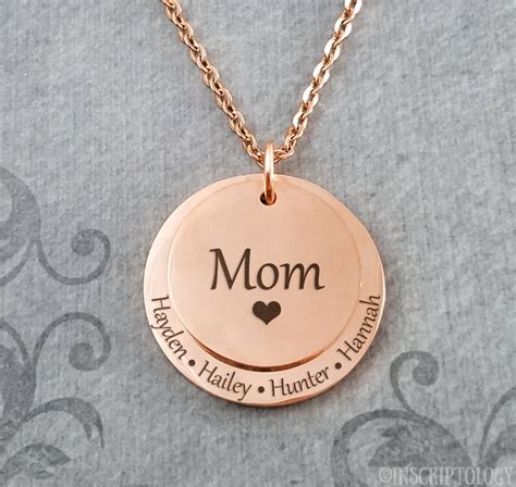 Mom Necklace Kids Necklace STAINLESS STEEL Kids Names Necklace Mother's ...