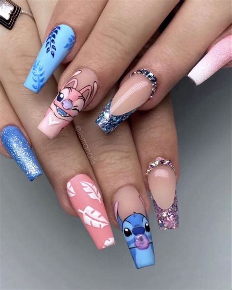 Disney Acrylic Nails, Nail Art Disney, Acrylic Nails Coffin Short, Blue ...