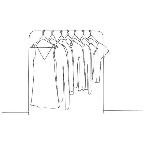 Premium Vector | Continuous line drawing of clothes shop and clothes ...