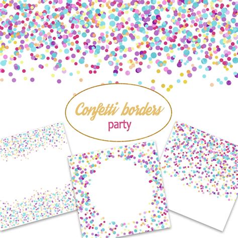 Confetti Border Clipart Rainbow Confetti Clipart Colorful - Etsy