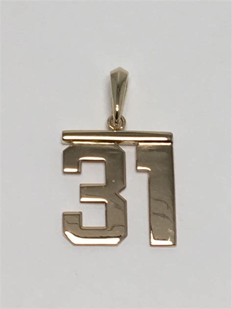 14K Yellow Gold Solid Number 31 Jersey Number Pendant Pre-owned | Buya