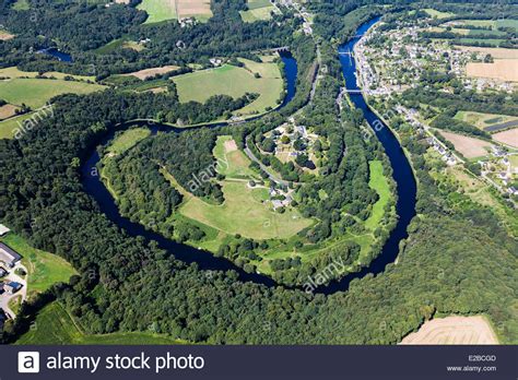 France, Morbihan, Bieuzy les Eaux, Blavet river meander (aerial view ...