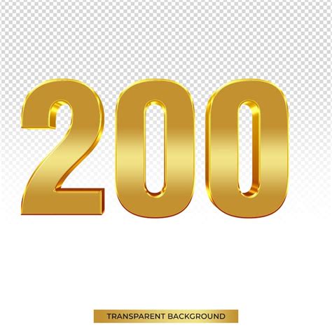 Premium PSD | Gold 3d rendering number 200 isolated