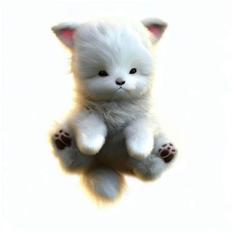 Premium Photo | A white cat with pink ears and a black nose is in the air.