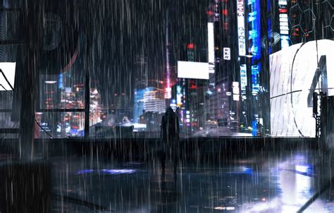 Wallpaper Night, The city, Neon, People, Rain, City, Night, Rain, Neon ...