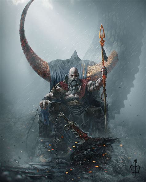 God of War Fanart Exhibits the Mighty Kratos Upon His Throne