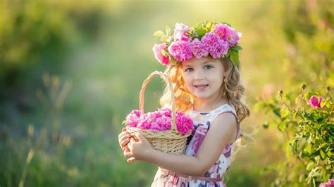 Blue Eyes Cute Little Girl Is Wearing Flowers Printed Dress Having ...