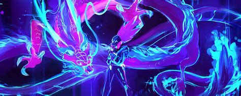 K/DA Akali Neon Dragon League Of Legends LoL lol - Free 4k Wallpapers ...