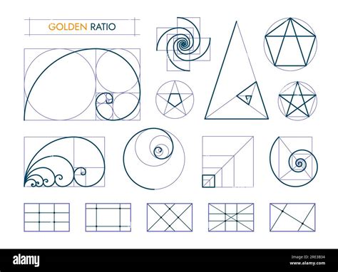 Golden ratio proportions, composition balance. Vector set of geometric ...