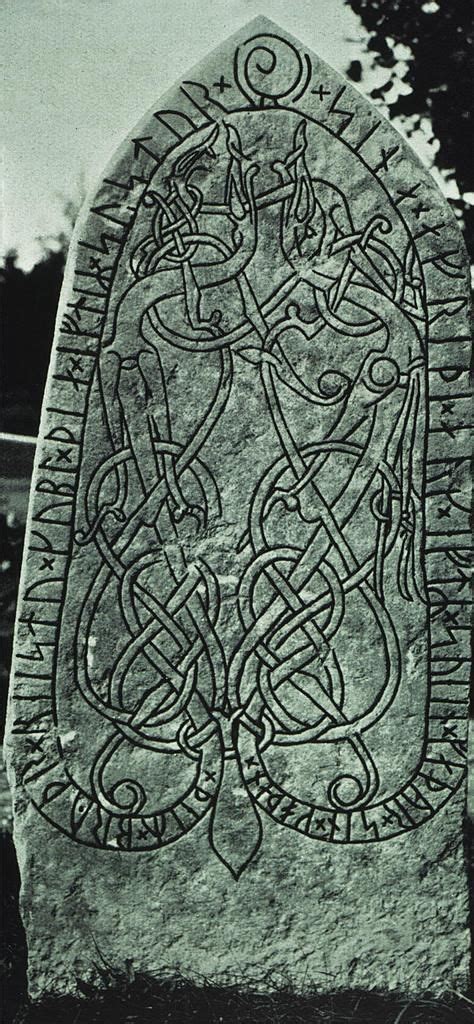 Ancient Viking Runestone with Runic Inscription