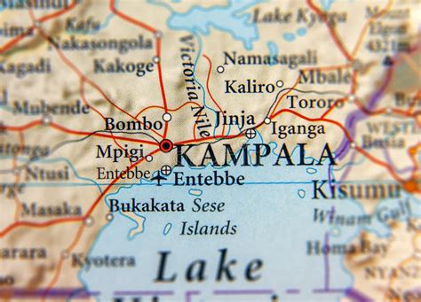 Geographic Map of Uganda with Capital City Kampala Stock Photo - Image ...